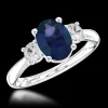 Three Stone 1.89ct Sapphire Platinum Ring