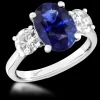 Three Stone 4.13ct Sapphire Platinum Ring