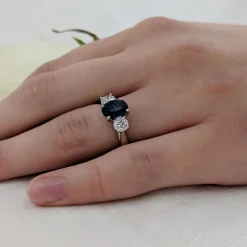 Three Stone 1.21ct Sapphire Platinum Ring