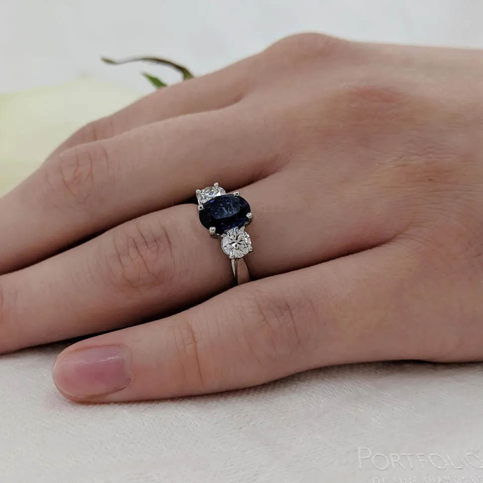 Three Stone 1.21ct Sapphire Platinum Ring