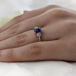 Three Stone 1.43ct Sapphire Platinum Ring
