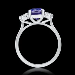 Three Stone 3.13ct Sapphire Platinum Ring