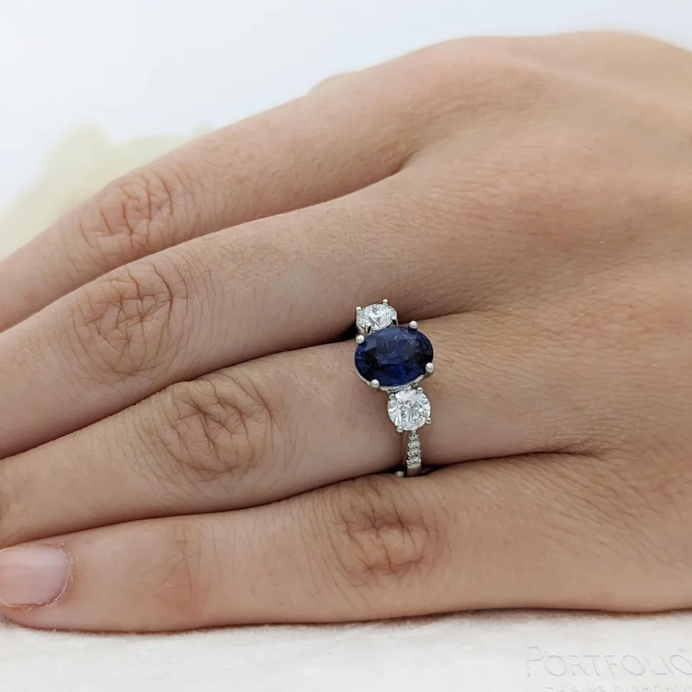 Three Stone 1.29ct Sapphire Platinum Ring