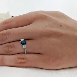 Three Stone 0.79ct Sapphire Platinum Ring