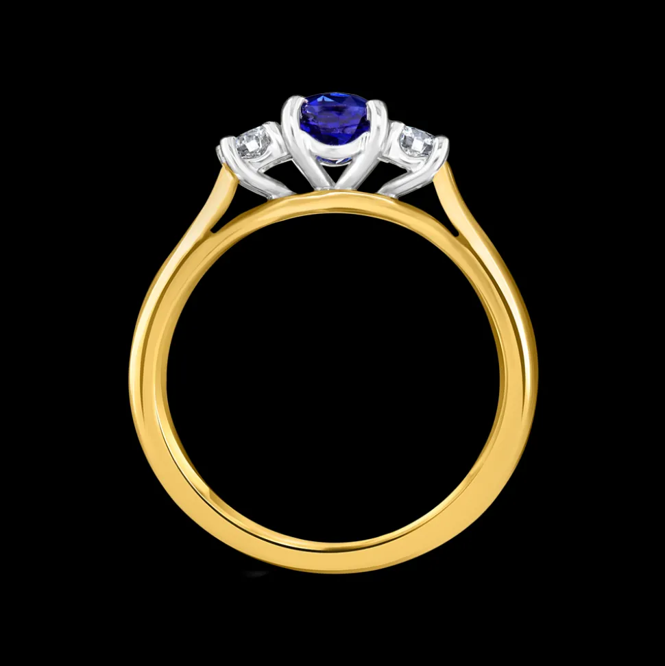 Three Stone 0.90ct Sapphire Yellow Gold Ring