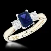 Three Stone 1.72ct Sapphire Yellow Gold/Platinum Ring
