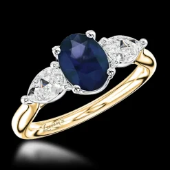 Three Stone 0.80ct Sapphire Yellow Gold/Platinum Ring