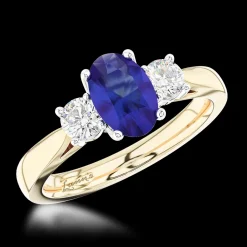 Three Stone 1.42ct Sapphire Yellow Gold/Platinum Ring