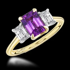 Three Stone 1.88ct Sapphire Yellow Gold/Platinum Ring