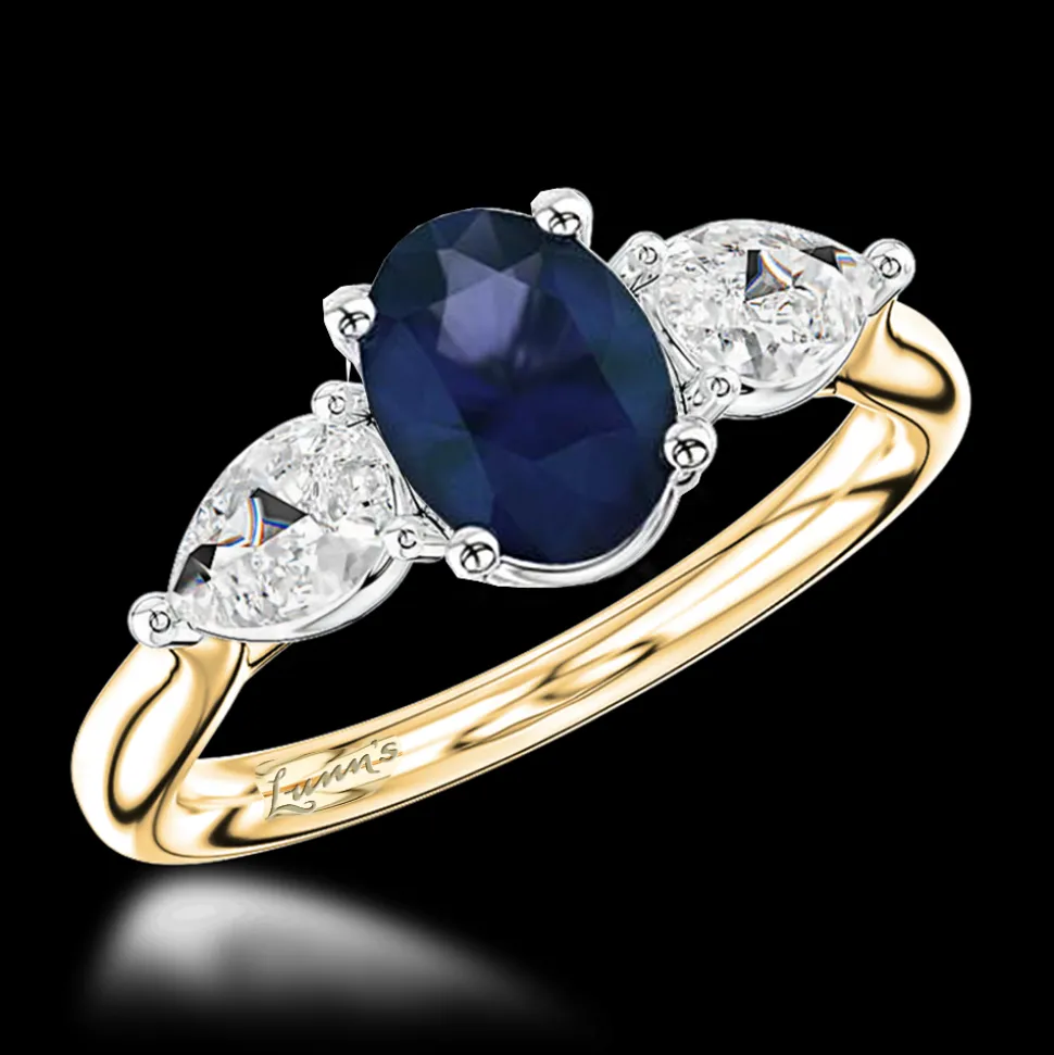 Three Stone 0.80ct Sapphire Yellow Gold/Platinum Ring