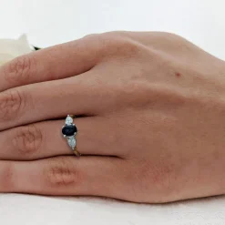 Three Stone 0.80ct Sapphire Yellow Gold/Platinum Ring
