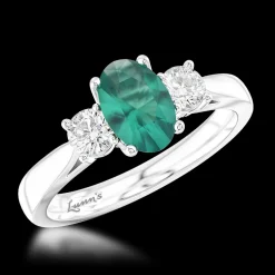 Three Stone 1.27ct Teal Sapphire Platinum Ring