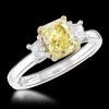 Three Stone 1.53ct Yellow Diamond Platinum Ring