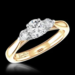 Tulip Three Stone 0.40ct F SI1 Diamond Yellow Gold/Platinum Ring