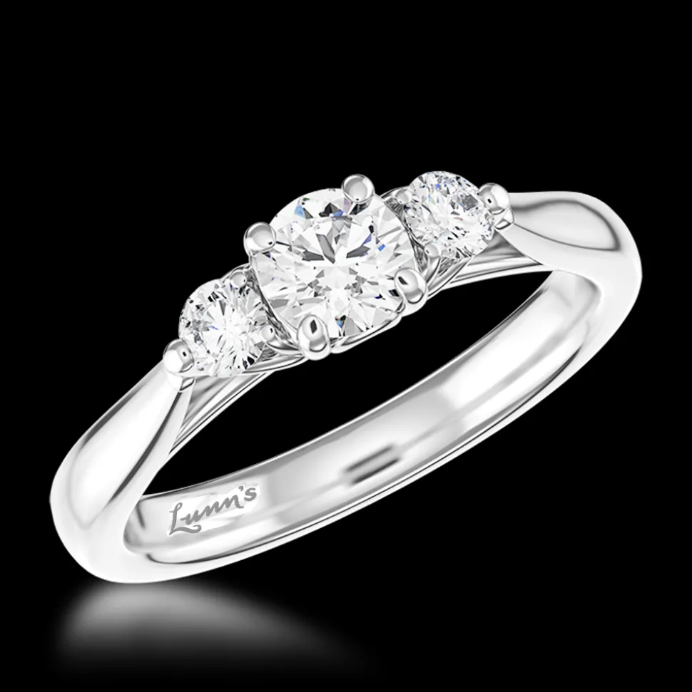 Tulip Three Stone 0.50ct F SI1 Diamond Platinum Ring