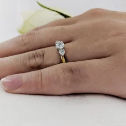 Tulip Three Stone 0.40ct F SI1 Diamond Yellow Gold/Platinum Ring