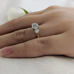 Tulip Three Stone 0.70ct G SI1 Diamond Yellow Gold/Platinum Ring